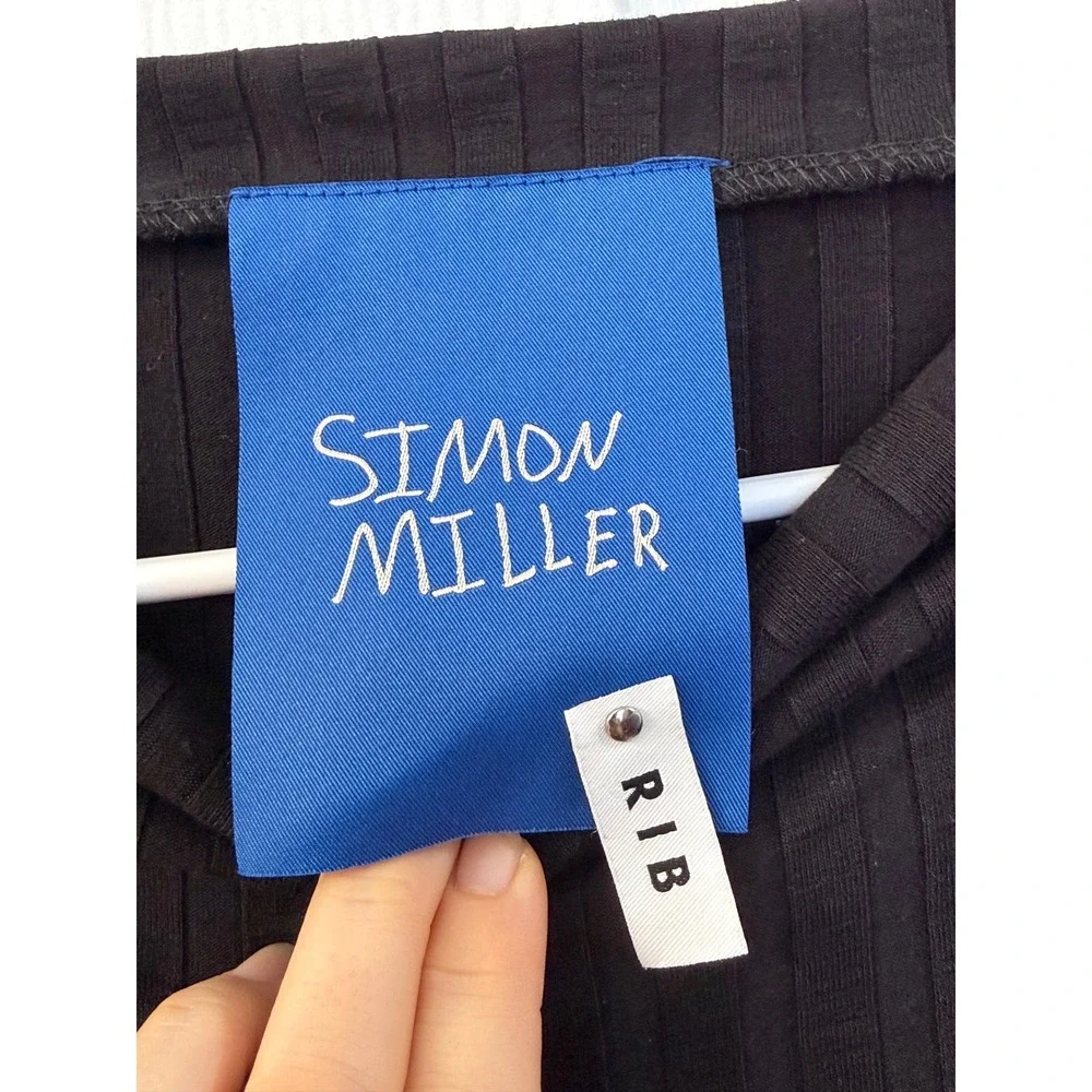 Simon Miller Black Ribbed Maxi Dress Long Sleeve Boat Neck Siro Rayon Small - Picture 2 of 6